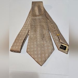 Countess Mara Men's  Silk Neck Tie Tan & Silver Size 3.75 x 58